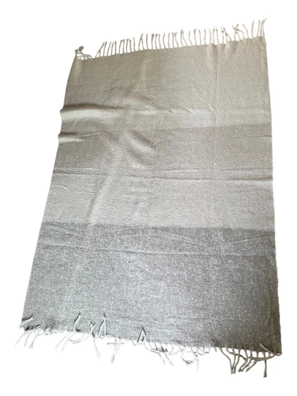 Pottery Barn Tonal Gray Textured Fringe Throw Blanket 68x51